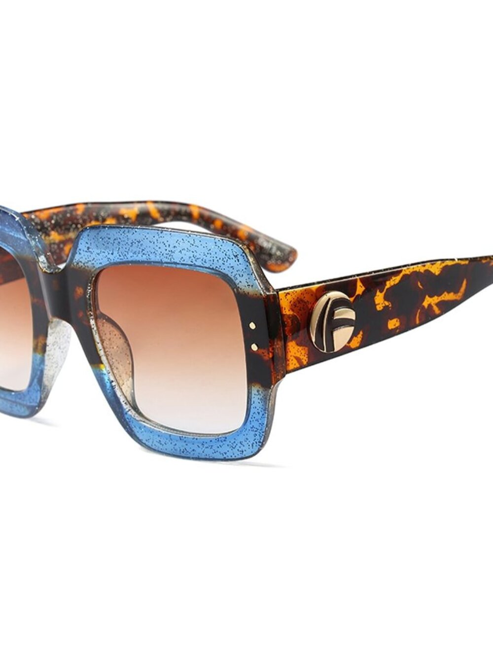 Oversized Retro Square Sunglasses for Women - UV400 Blue-Leopard Frames